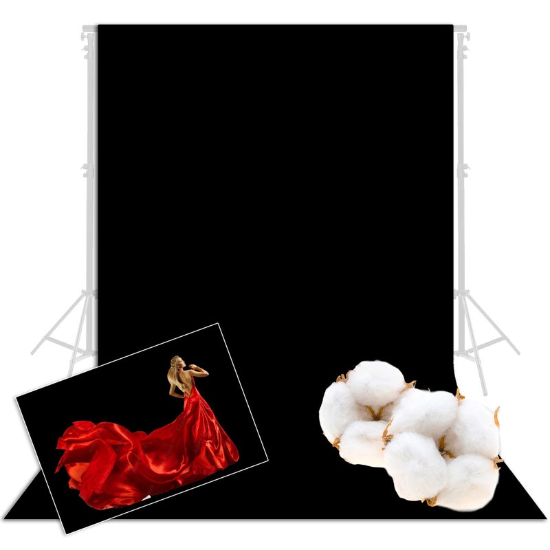 Prism 100% Cotton Extra Thick Professional Photography Backdrop 9x18 ft Black, Brushed for Low Light Reflectance and Bleed Through, Sustainable Organic Cotton Muslin with No Microplastic Shedding - Image 1